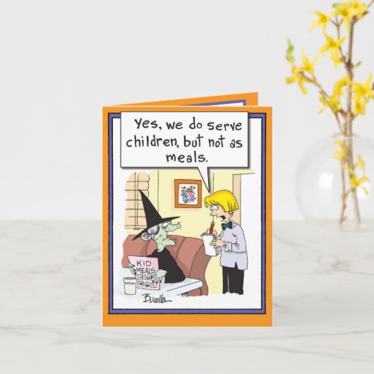 Halloween Wenskaart - Heks Kinder Maaltijden Kaart (Gele Bloem)