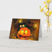 Halloween Wenskaart/Jack-o-lantern Kaart (Gele Bloem)