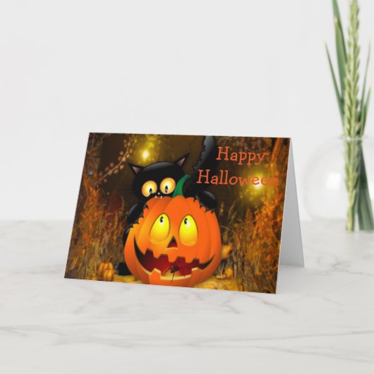 Halloween Wenskaart/Jack-o-lantern Kaart (Voorkant)