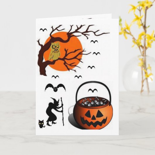 Halloween Wenskaart Kaart (Gele Bloem)