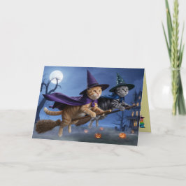 Halloween wenskaart met heksenkatten feestdagen kaart