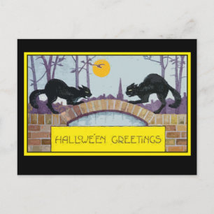 Halloween Wenskaart met twee zwarte katten Briefkaart