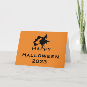 Halloween wenskaart met vliegende heks kaart