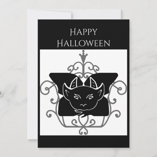Halloween wenskaart met waterspuwer kaart (Voorkant)