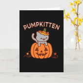 Halloween Wenskaart: PUMPKITTEN Cat Kaart (Gele Bloem)