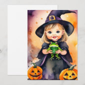 Halloween Wenskaart Schattige Heks Feestdagenkaart (Voorkant / Achterkant)