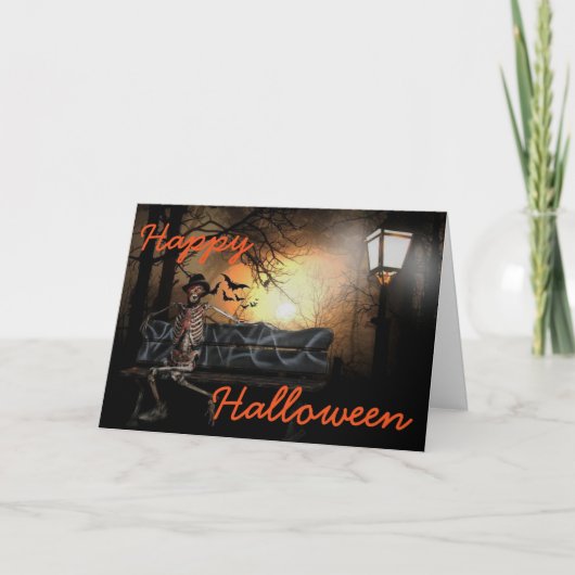 Halloween Wenskaart/Skelet Kaart (Voorkant)