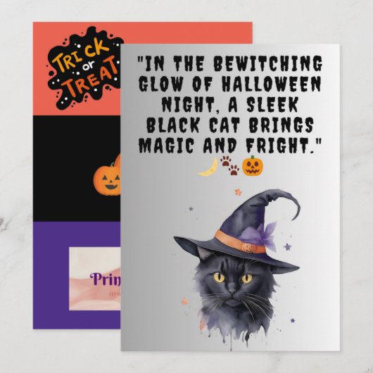 Halloween Wenskaart Zwart Kat Feestdagenkaart (Voorkant / Achterkant)