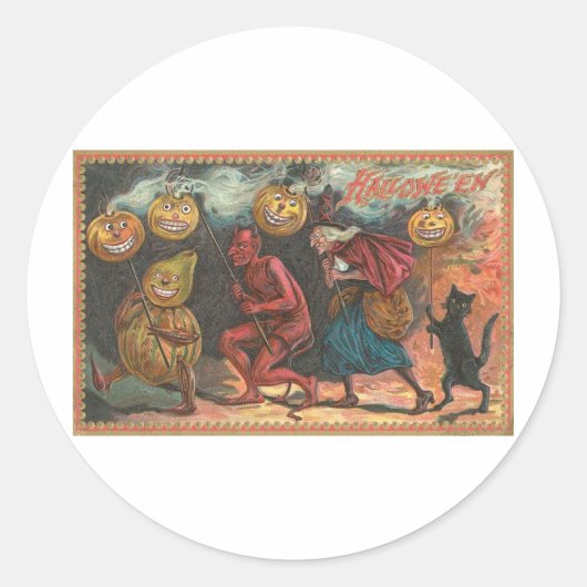  Halloween Wenskaarten Klassieke Posters Ronde Sticker (Voorkant)