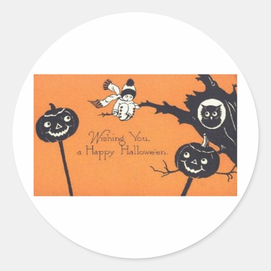  Halloween Wenskaarten Klassieke Posters Ronde Sticker (Voorkant)