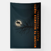 Halloween wenst heks maan boom spandoek (Verticaal)