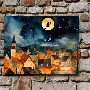 Halloween wenst heks waterverf retro sity folie feestdagen briefkaart
