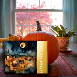 Halloween wenst heks waterverf retro sity folie feestdagen briefkaart