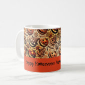 Halloween wenst sinaasappel bruin stijlvol koffiemok (Voorkant links)