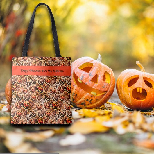 Halloween wenst sinaasappel bruin stijlvol tote bag