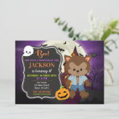 Halloween Werewolf Birthday Uitnodiging (Staand voorkant)