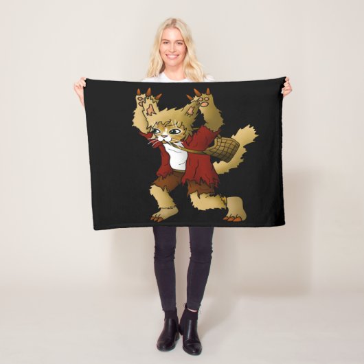 Halloween Werewolf Cat Fleece Deken (In situ)