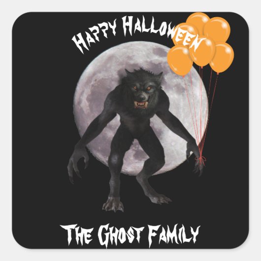 Halloween Werewolf Vierkante Sticker (Voorkant)