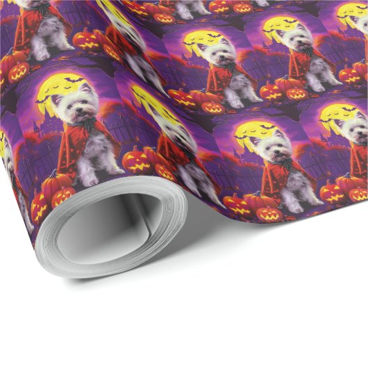 Halloween West Highland White Terriër eng Cadeaupapier (Rol Hoek)
