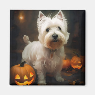 Halloween West Highland White Terrier Pompoenen Magneet