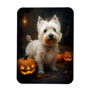 Halloween West Highland White Terrier Pompoenen Magneet