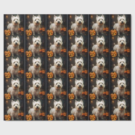 Halloween West Highland White Terrier Pumpkins Cadeaupapier (Vlak)