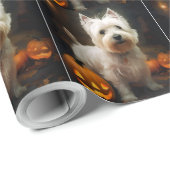 Halloween West Highland White Terrier Pumpkins Cadeaupapier (Rol Hoek)