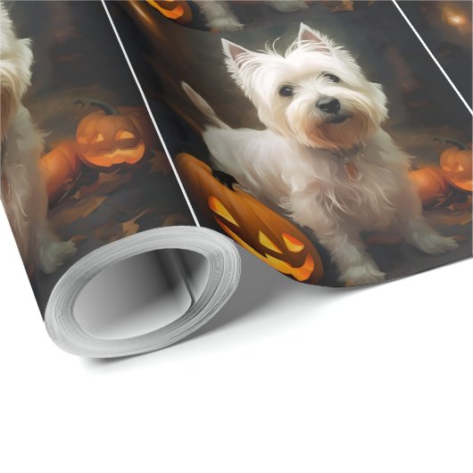 Halloween West Highland White Terrier Pumpkins Cadeaupapier (Rol Hoek)