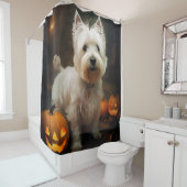 Halloween West Highland White Terrier Pumpkins Douchegordijn (In situ)