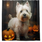 Halloween West Highland White Terrier Pumpkins Douchegordijn (Voorkant)