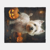 Halloween West Highland White Terrier Pumpkins Fleece Deken (Voorkant (Horizontaal))
