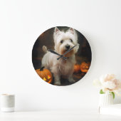 Halloween West Highland White Terrier Pumpkins Grote Klok (Huis)