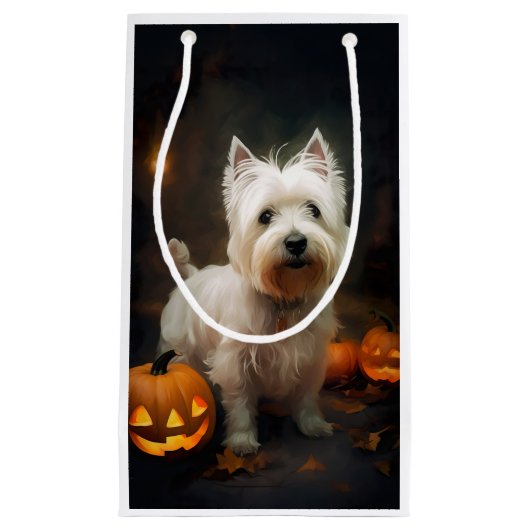 Halloween West Highland White Terrier Pumpkins Klein Cadeauzakje (Voorkant)