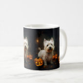 Halloween West Highland White Terrier Pumpkins Koffiemok (Voorkant rechts)