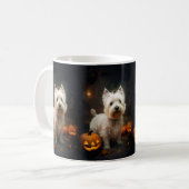 Halloween West Highland White Terrier Pumpkins Koffiemok (Voorkant links)