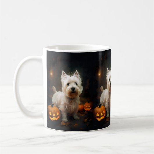 Halloween West Highland White Terrier Pumpkins Koffiemok (Links)