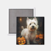 Halloween West Highland White Terrier Pumpkins Magneet (Voorkant / Achterkant)