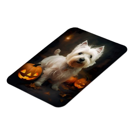 Halloween West Highland White Terrier Pumpkins Magneet (Linkerzijde)