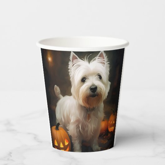 Halloween West Highland White Terrier Pumpkins Papieren Bekers (Achterkant)