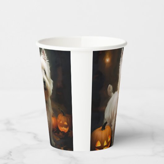 Halloween West Highland White Terrier Pumpkins Papieren Bekers (Links)