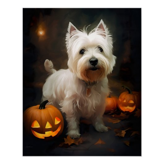 Halloween West Highland White Terrier Pumpkins Perfect Poster (Voorkant)