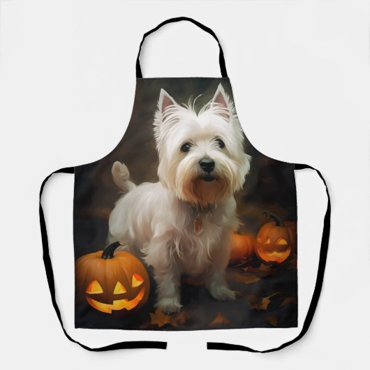 Halloween West Highland White Terrier Pumpkins Schort (Voorkant)