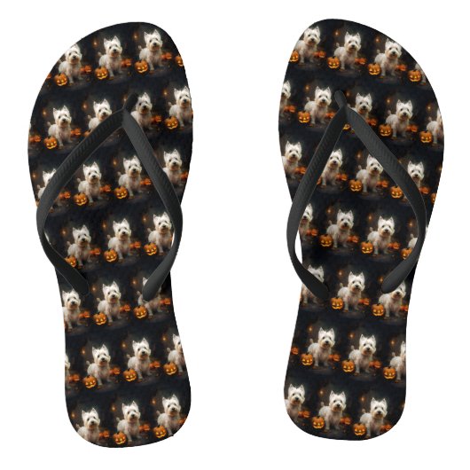 Halloween West Highland White Terrier Pumpkins Teenslippers (Voetbed)