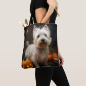 Halloween West Highland White Terrier Pumpkins Tote Bag (Dichtbij)