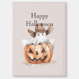 Halloween Western Brown Cowboy Ghost Pumpkin Magneet