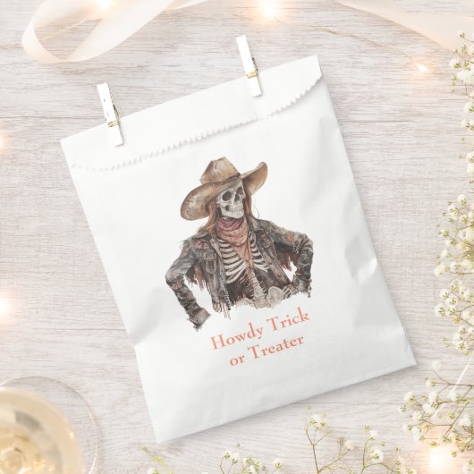 Halloween Western Brown Cowboy Skeleton Bedankzakje (Geknipt)