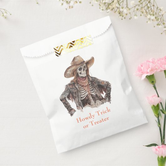 Halloween Western Brown Cowboy Skeleton Bedankzakje (Gezegeld)