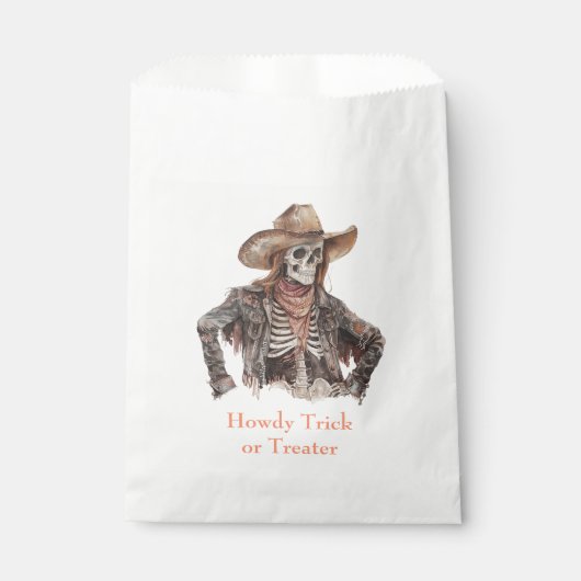 Halloween Western Brown Cowboy Skeleton Bedankzakje (Voorkant)