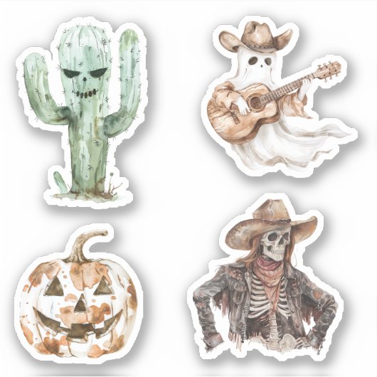 Halloween Western Cowboy Cowgirl Cactus Sticker (Voorkant)