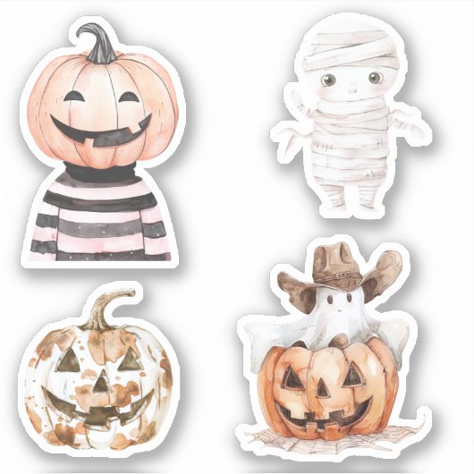 Halloween Western Cowboy Pumpkin Mummy Sticker (Voorkant)